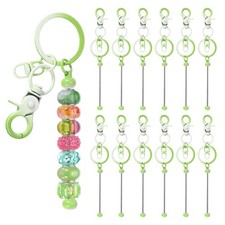 12 Pcs Beadable Keychain, Keychain Making Supplies for DIY Candy Green Gradient