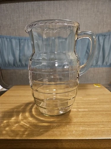 Hocking Glass BLOCK OPTIC  54 oz Rope Top Water Pitcher Vintage 8 1/4” Tall