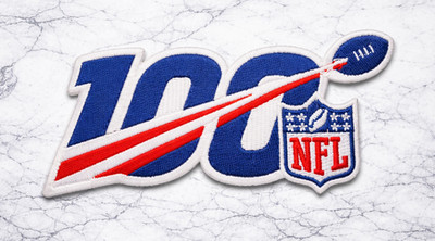 NFL 100 YEAR EMBROIDERED IRON ON PATCH 4''X1.5'' FREE SHIPPING & TRACKING