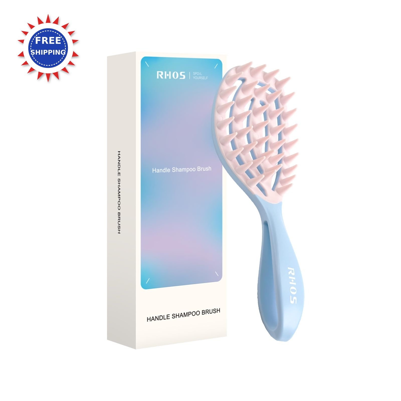 Scalp Massager Shampoo Brush Curved Vented Hair Scrubber RHO