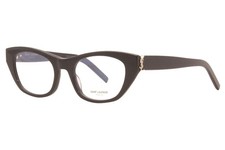 Saint Laurent SL-M80 001 Eyeglasses Women's Black/Silver Logo Full Rim Cat Eye