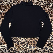 H&M Divided Black Turtleneck Cropped Fitted Long Sleeve Shirt