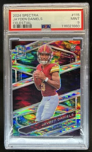 2024 Panini Spectra Jayden Daniels Rookies RC Celestial #/99 Commanders PSA 9