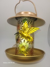 Solar Wild Bird Feeder Hummingbird Design Lights Up Outdoor Garden Feeder