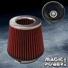 Universal 4 Inch Chrome Inlet Jdm Short Ramturbo Air Flow Red Intake Filter