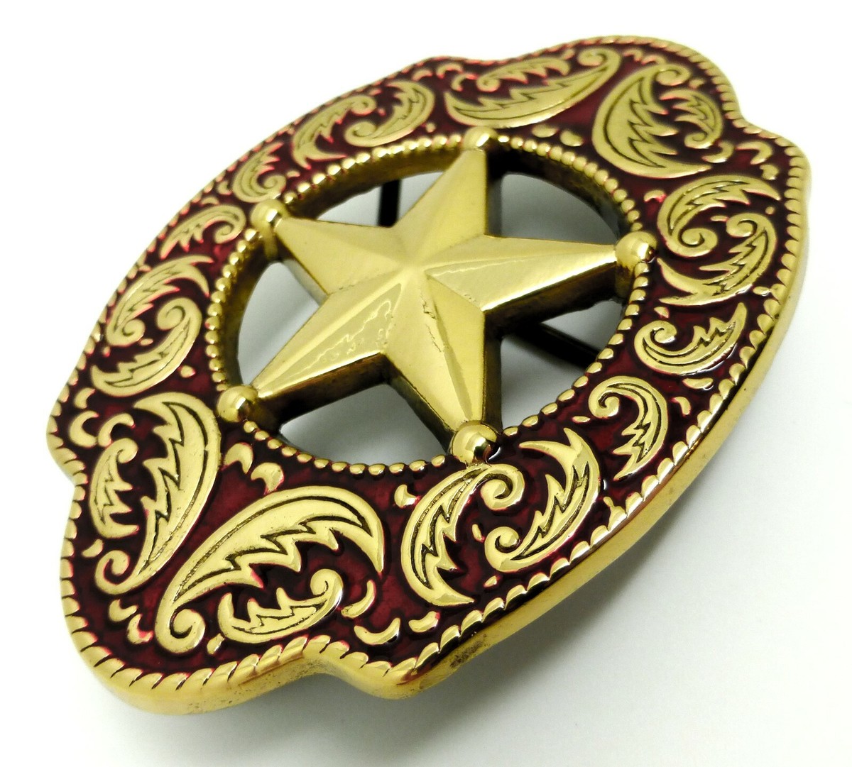 Texas Star Belt Buckle American Western Solid Brass Authentic