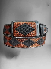Cinto bordado vaquero Charro de piel Men’s Western Cowboy Belt embroidered