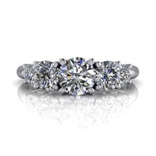 Fede Nuziale Fidanzamento Moissanite Taglio Tondo 0,87 Ct Argento Sterling 925 Misura 5