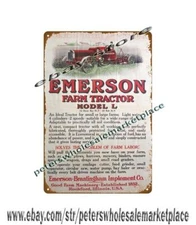 1916 EMERSON BRANTINGHAM MODEL L TRACTOR metal tin sign outdoor art work