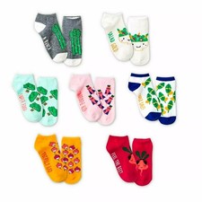 Girls' 7pairs Super Foods No Show Socks by Cat  Jack Large Shoe Size 3-10 NEW