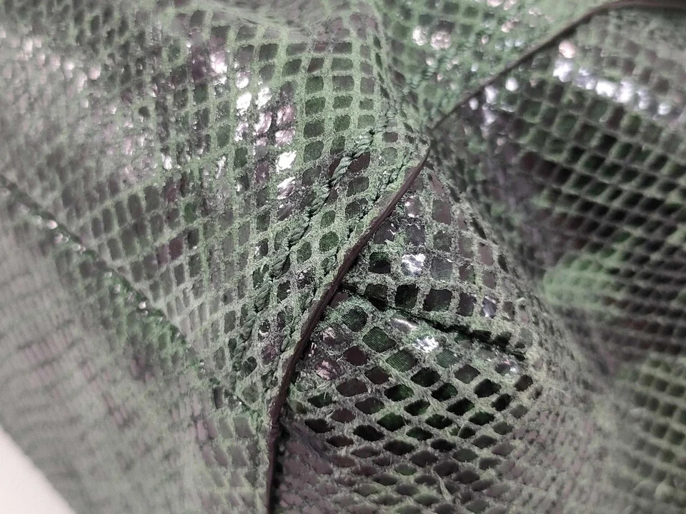 COACH Shoulder Bag Green Python Embossed Leather … - image 4