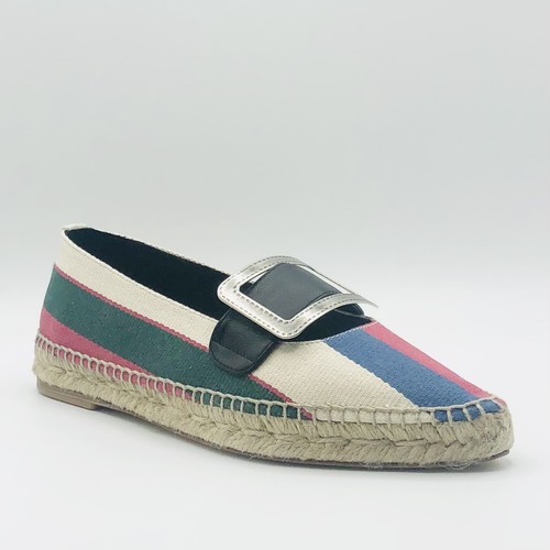 $590 Loewe Women Multi-Color Canvas Buckle Espadrille Flats 37/US 7 453103437380