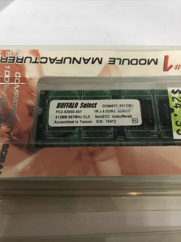 NEW 1GB 2pcs 512mb PC2-5300S-555 667MHz DDR2 SDRAM Laptop SODIMM Memory NonECC - Image 2 of 4