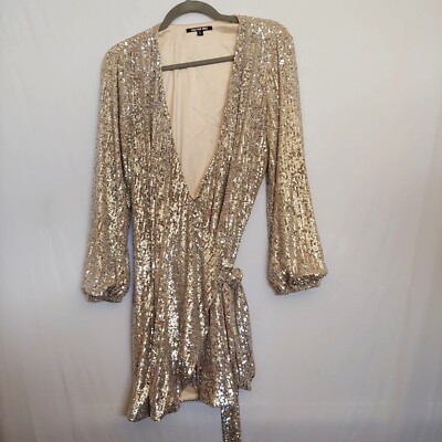 Gianna Bini All Over Crossover Silver Sequin Dress Sequin Belt Balloon Sleeve M | eBay Gianna Bini All Over Crossover Silver Sequin Dress Sequin Belt Balloon Sleeve M | eBay