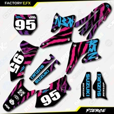 Black Blue Retro Fierce Racing Graphics Kit fits 04-06 Suzuki RMZ250 RMZ 250