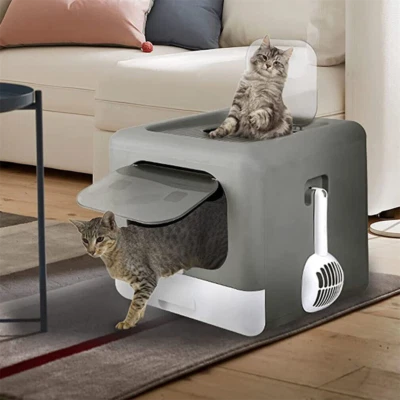 Doppeltür Katzenklo Katzen Hauben Toilette mit Deckel&Schaufel Filter XXL 41 cm