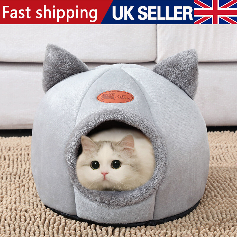 Large Cat Bed Cave Wool Cozy Pet Dog Igloo Bed Warm House Nest Kennel