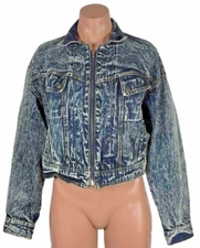 Vtg IIT International Image Trends Acid Washed Denim Jacket 80s Jean Crop USA