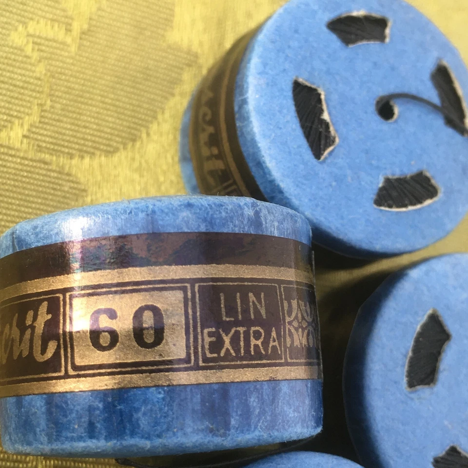 HILO DE COSER FRANCÉS DE LINO PURO NEGRO AÑOS 30~LOTE DE 4 CÁPSULAS~200 METROS~SIN USAR Foto 3 de 4