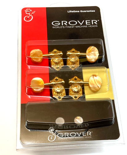 Grover Gold/Amber Button Sta-Tite 18:1 Geared Ukulele Tuners U99-18GA - Afbeelding 1 van 2
