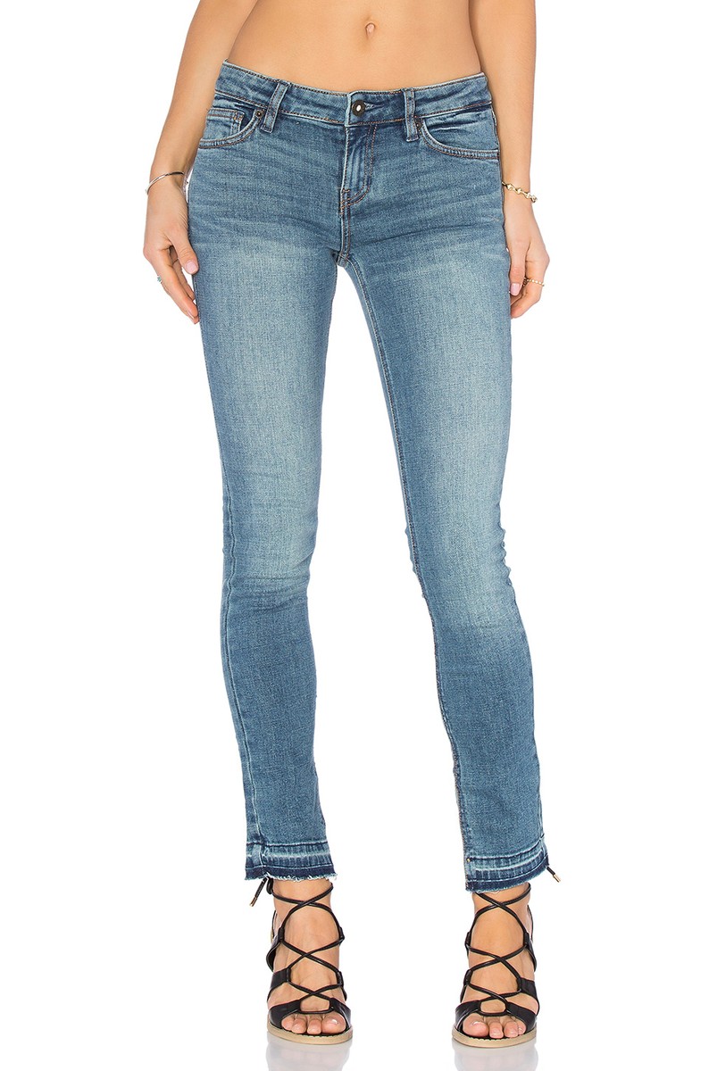 Jean Skinny Free People - Denim Foncé Avec Manchette Ventilée - Taille 25, Neuf Avec étiquettes