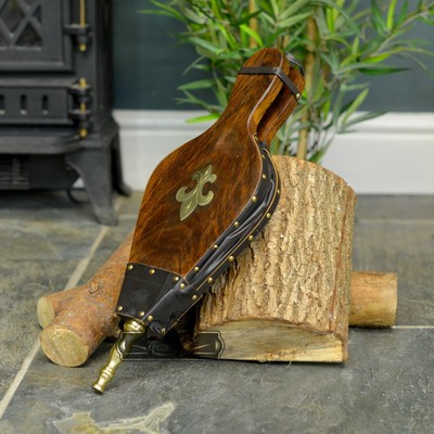 New 44cm Traditional Wood And Leather Fireplace Bellows Fire