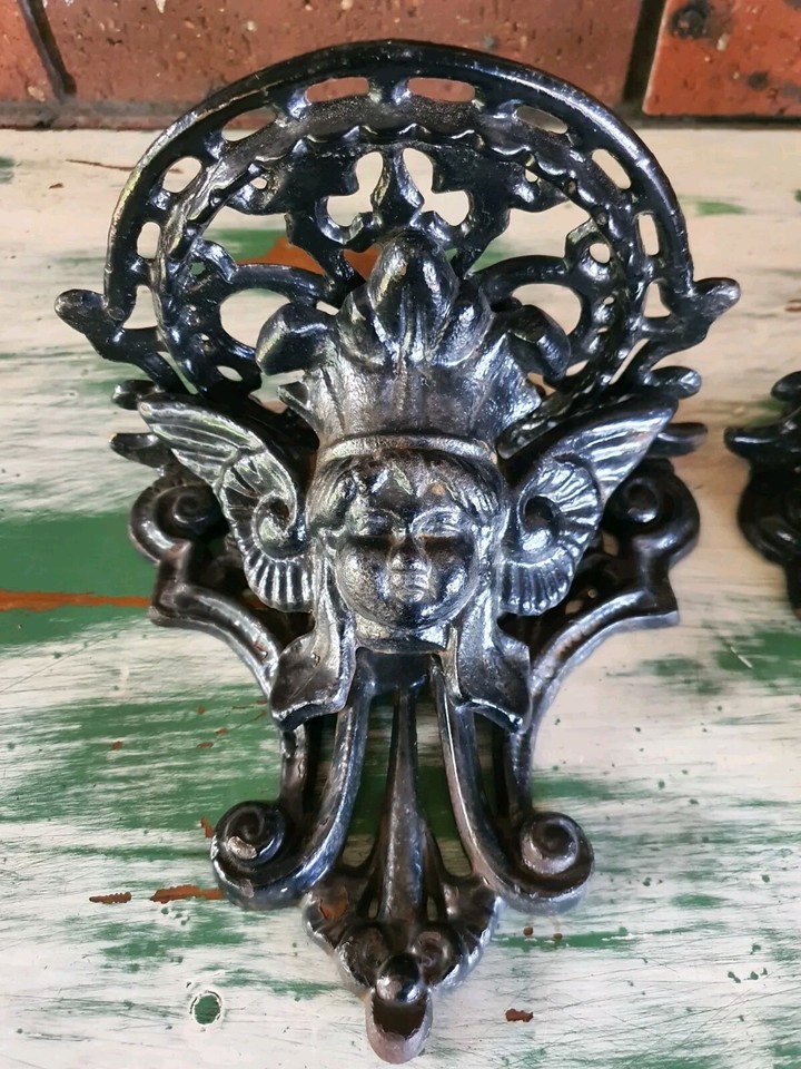 Vintage Cast Iron Green Man Wall Sconces eBay