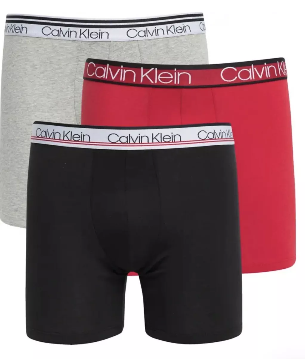 Men s CALVIN KLEIN 3pk Cotton Stretch Variety Waistband Boxer Briefs Black Red