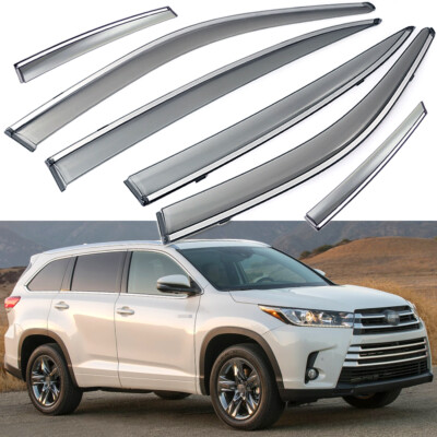 6x Rain Guards Vent Shade Deflector Window Visor for 2014-2019 Toyota Highlander