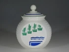 Scarce Vintage Fire-King Vitrock Green Flower Pots Grease Jar & Lid c.1950