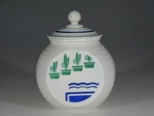 Scarce Vintage Fire-King Vitrock Green Flower Pots Grease Jar & Lid c.1950