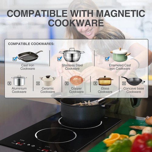 Induction Cooktop 2 Burner Electric Stove Top Electric Cooktop Touch Screen 110V - Picture 3 of 8