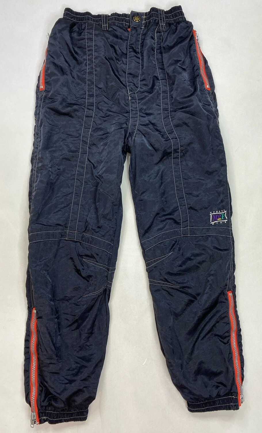 VINTAGE McP Sports Wear Track Pants Men Medium Lined Ankle Zip Rare 90s