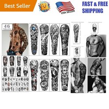 46 Pack Full Arm Temporary Tattoos - Easy Application, Waterproof  Stylish