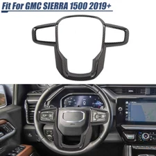 Carbon Fiber Steering Wheel Trim Cover Overlays Fit For GMC Sierra 1500 2500 19+