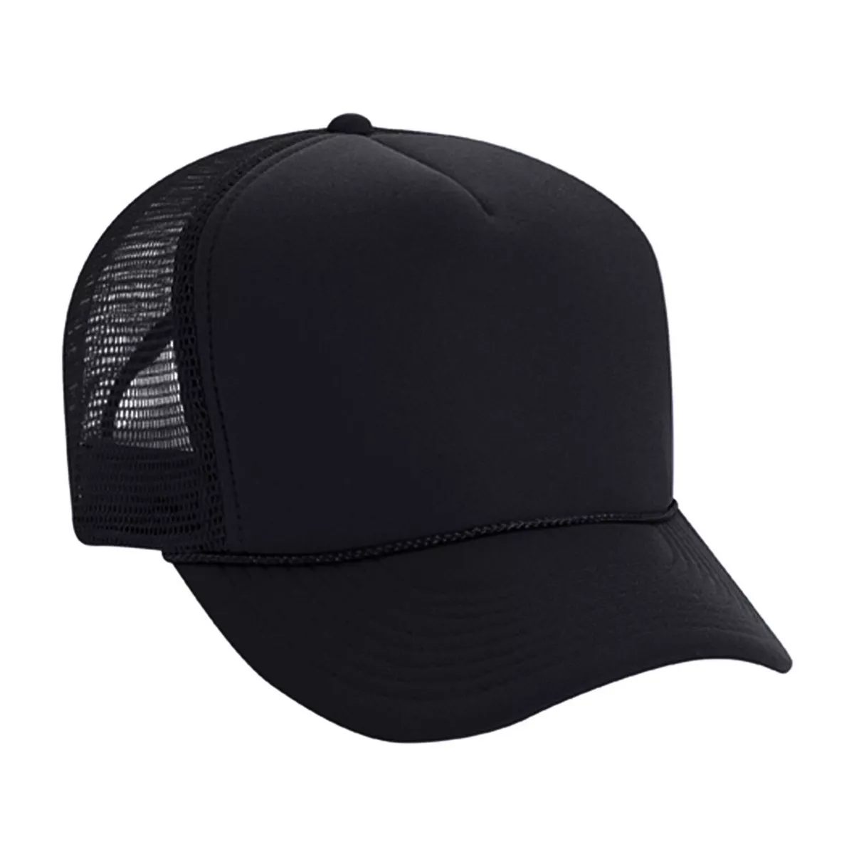 1 Dozen (12) Blank Foam Front Mesh Back Black Trucker Hats