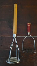 (2) ViNtAgE 1950's-60's POTATO MASHERS w/ Wood Handles~ Exc. MADE IN USA