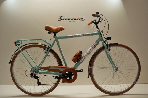 Bici trekking 28 uomo city bike 6v shimano verde acqua e marrone  personalizzabil | eBay