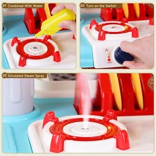 Plastic Tableware Kitchen Set With Sound, Light And Spray Function Kid Toy Blue