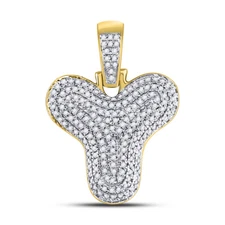 10kt Yellow Gold Mens Round Diamond ""Y"" Letter Charm Pendant 1/2 Cttw
