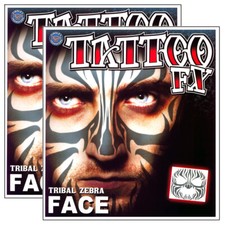 Tinsley Tribal Zebra Jungle Temporary Face Tattoos-Set of 2 Kits Halloween-SALE 