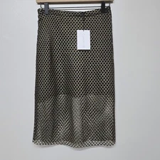 Alexis Larissa Lace Pencil Skirt Gold Metallic Mesh Black Lined Size Small NWT