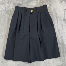 Vintage Escada Margaretha Ley Pleated Midi Wool Skirt Women's Size 34 Black