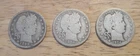 Lot of 3 Silver Barber Quarters - 1898, 1906-D, 1914-D