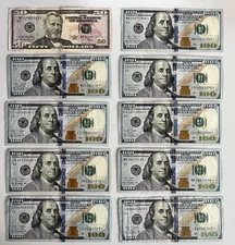 *******Lot of 10 - $50 & $100 Hundred Dollar Bill Star Replacement Notes********