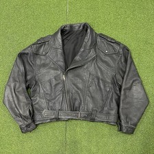 Vintage 80s Black Leather Distressed Worn Belted Motorcycle Jacket - Women's S/M