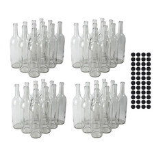 Fastrack 750Ml Glass Bordeaux Wine Bottle Includes Black PLASTIC Caps - 4 Cases
