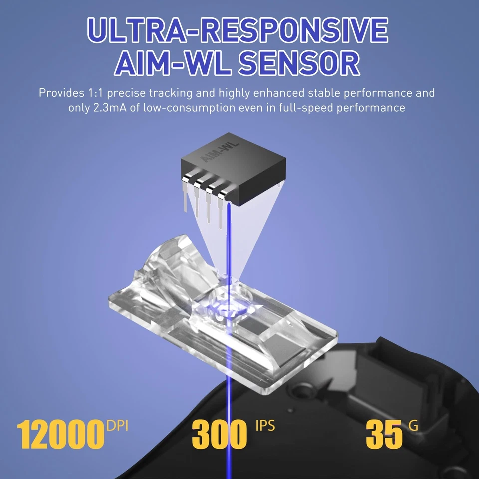 A950 Wireless Gaming Mouse with RGB Charging Dock,88g Lightweight Programmabl... - Image 4 of 4