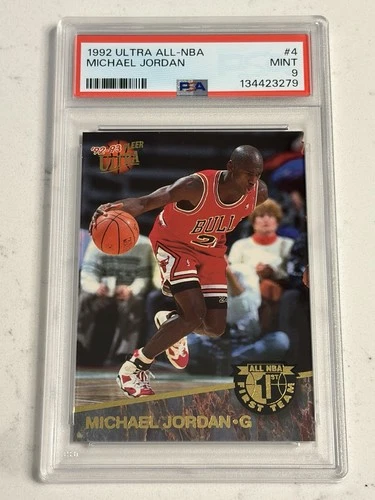 1992 MICHAEL JORDAN FLEER ULTRA ALL-NBA #4 PSA 9 MINT SHARP JORDAN CARD