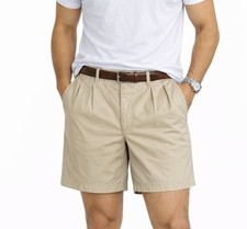 Polo Golf Mens Tan Double Pleated Cotton 8” Inseam Classic Chino Shorts Sz 36